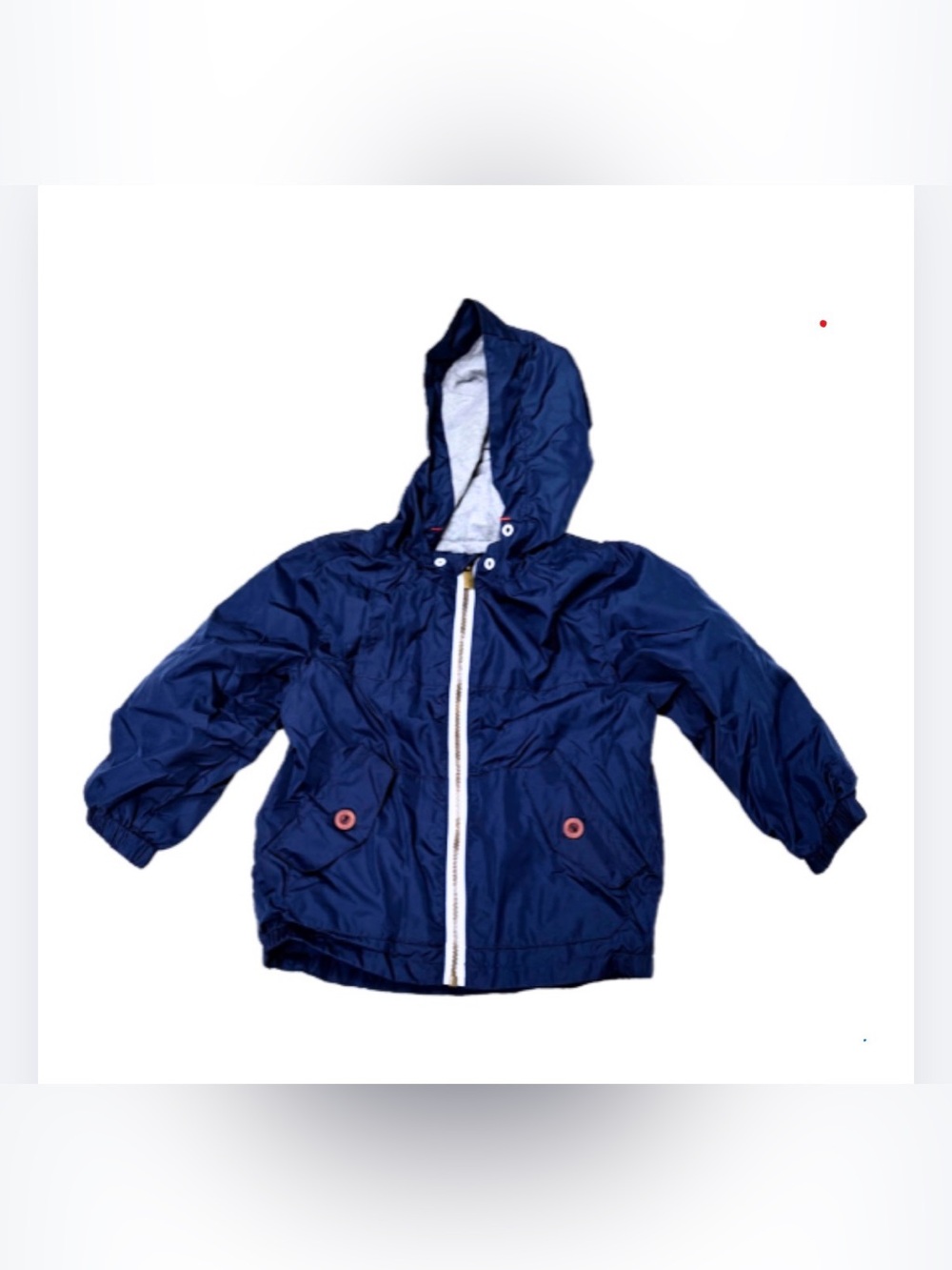 Minoti Kids Navy Hooded Jacket - Lightweight Windbreaker, soft grey lining